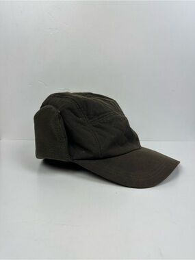 NWT Barbour Quilted Waxed Cotton Olive Green Field Cap with Ear Flaps